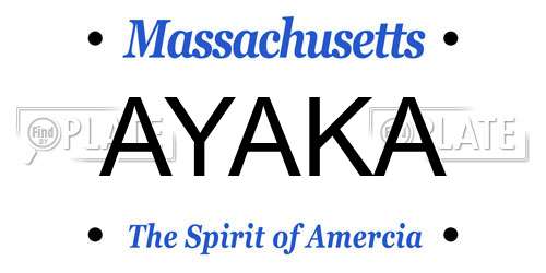 AYAKA Massachusetts License Plate