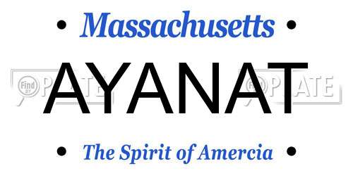 AYANAT Massachusetts License Plate