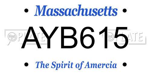 AYB615 Massachusetts License Plate
