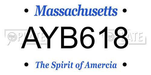 AYB618 Massachusetts License Plate