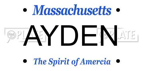 AYDEN Massachusetts License Plate