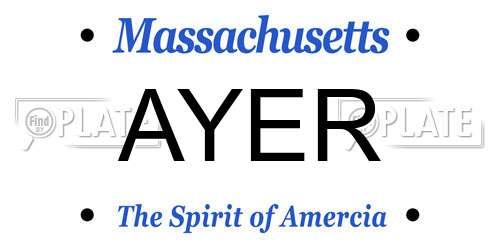 AYER Massachusetts License Plate