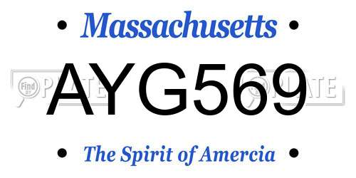 AYG569 Massachusetts License Plate