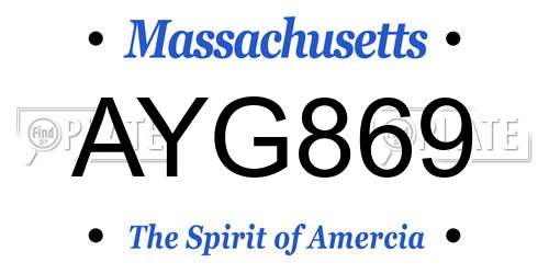 AYG869 Massachusetts License Plate