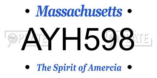 AYH598 Massachusetts License Plate