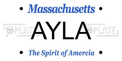 AYLA Massachusetts License Plate