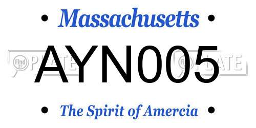 AYN005 Massachusetts License Plate