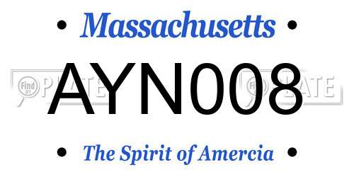 AYN008 Massachusetts License Plate