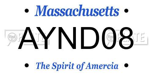 AYND08 Massachusetts License Plate