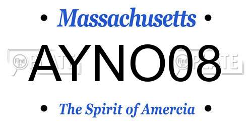 AYNO08 Massachusetts License Plate