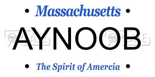 AYNOOB Massachusetts License Plate