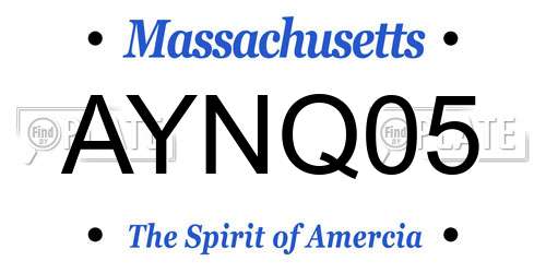 AYNQ05 Massachusetts License Plate