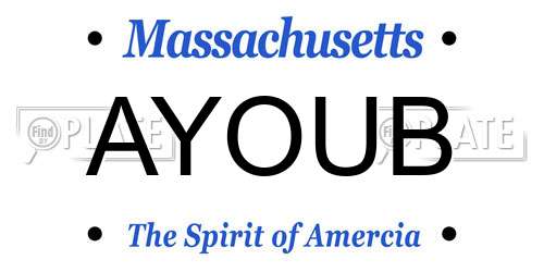 AYOUB Massachusetts License Plate