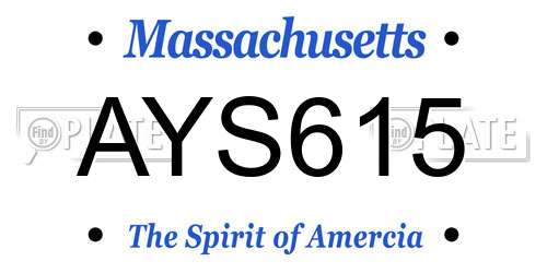 AYS615 Massachusetts License Plate