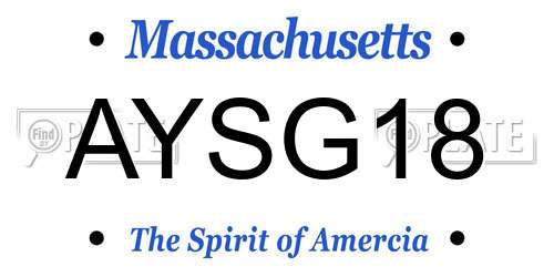 AYSG18 Massachusetts License Plate