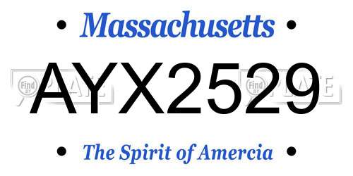 AYX2529 Massachusetts License Plate