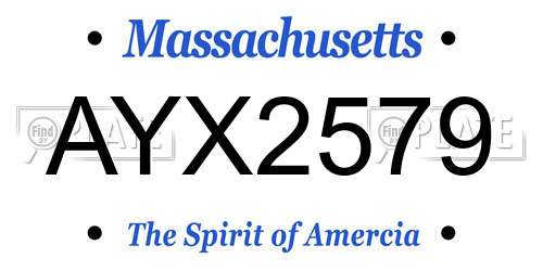 AYX2579 Massachusetts License Plate