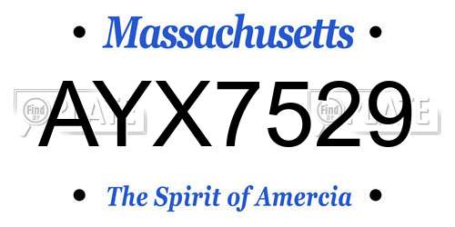 AYX7529 Massachusetts License Plate