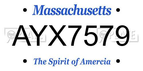 AYX7579 Massachusetts License Plate
