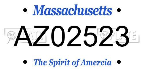 AZ02523 Massachusetts License Plate