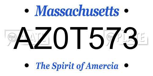 AZ0T573 Massachusetts License Plate