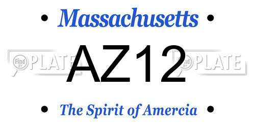 AZ12 Massachusetts License Plate