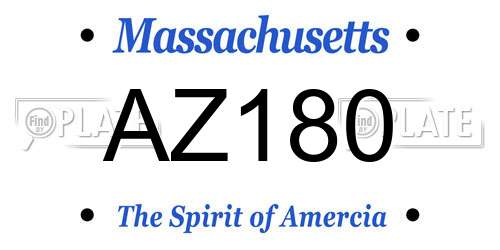 AZ180 Massachusetts License Plate