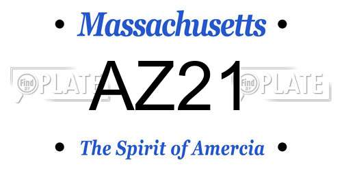 AZ21 Massachusetts License Plate