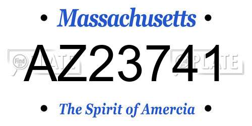 AZ23741 Massachusetts License Plate