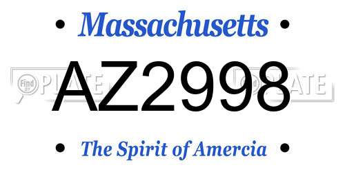 AZ2998 Massachusetts License Plate