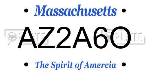 AZ2A6O Massachusetts License Plate