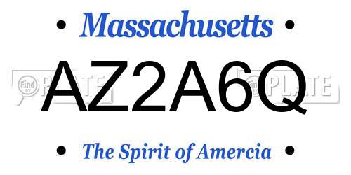AZ2A6Q Massachusetts License Plate