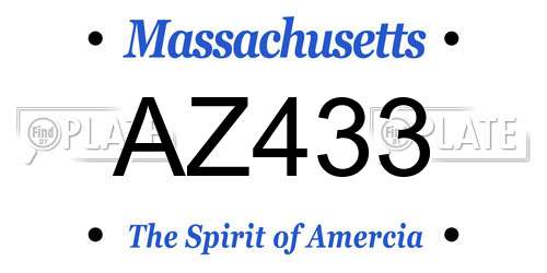 AZ433 Massachusetts License Plate