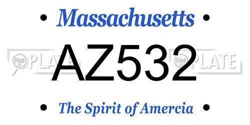 AZ532 Massachusetts License Plate