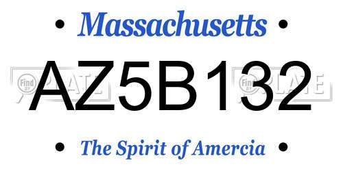 AZ5B132 Massachusetts License Plate