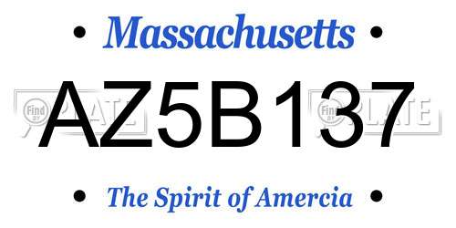 AZ5B137 Massachusetts License Plate