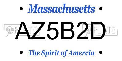 AZ5B2D Massachusetts License Plate