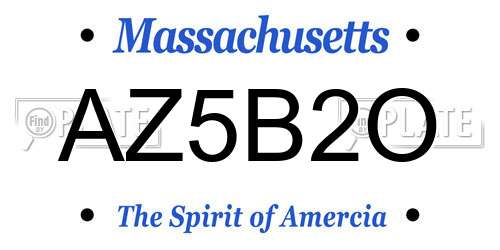 AZ5B2O Massachusetts License Plate