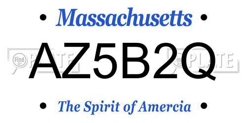 AZ5B2Q Massachusetts License Plate