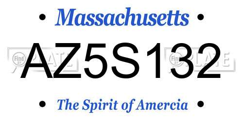 AZ5S132 Massachusetts License Plate