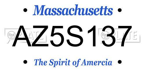 AZ5S137 Massachusetts License Plate