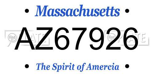 AZ67926 Massachusetts License Plate