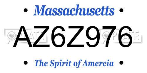 AZ6Z976 Massachusetts License Plate