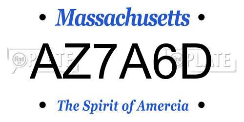 AZ7A6D Massachusetts License Plate