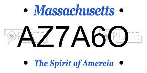 AZ7A6O Massachusetts License Plate