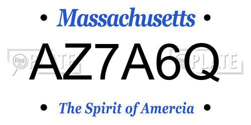 AZ7A6Q Massachusetts License Plate