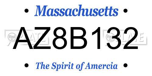 AZ8B132 Massachusetts License Plate