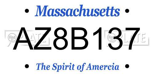 AZ8B137 Massachusetts License Plate