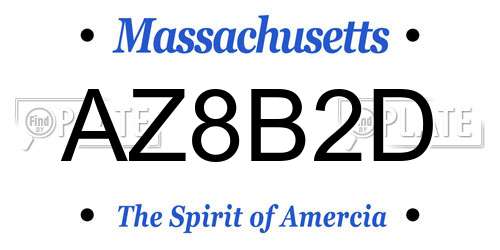 AZ8B2D Massachusetts License Plate