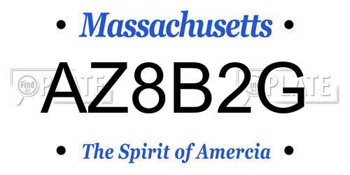 AZ8B2G Massachusetts License Plate